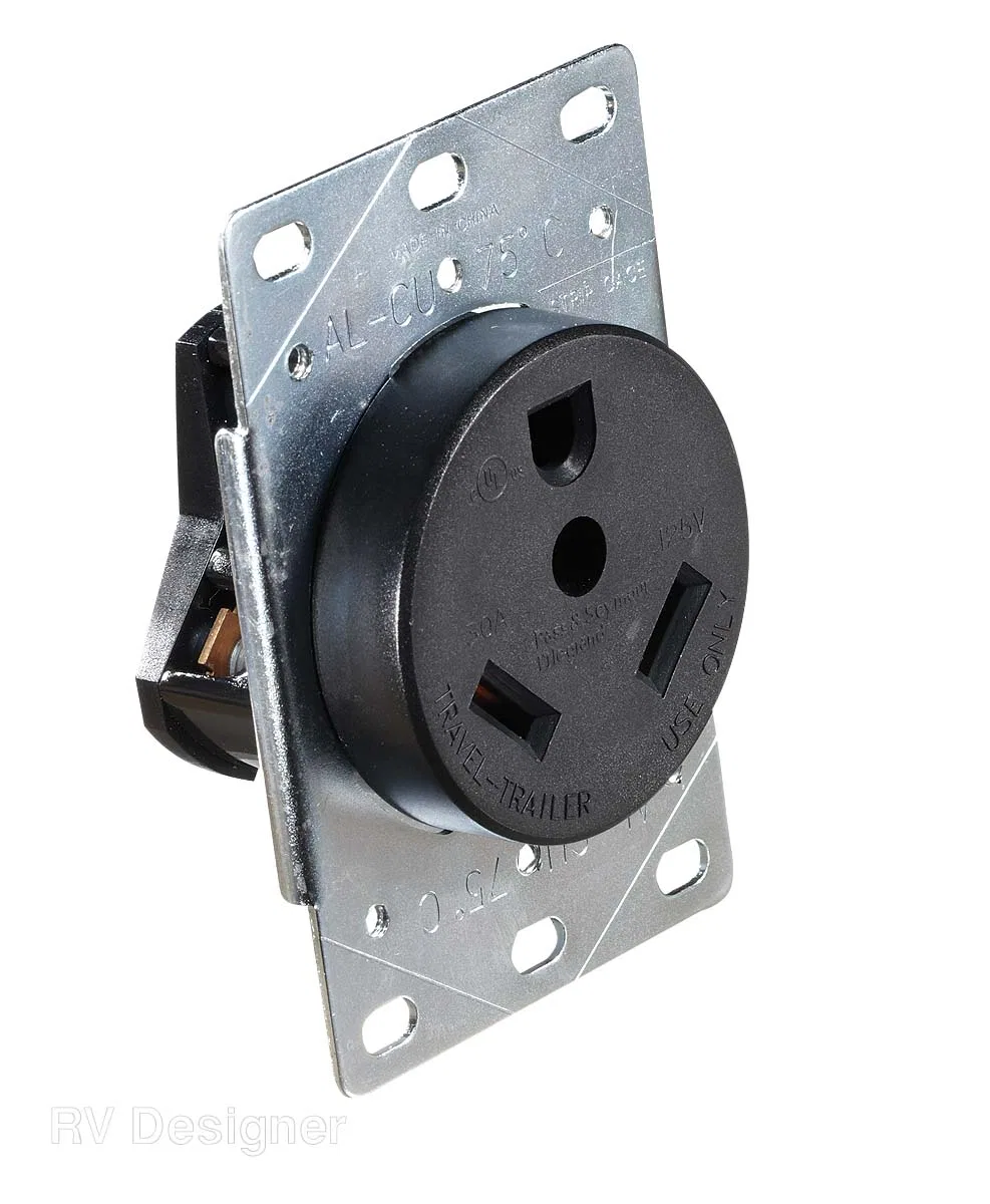 S971 – RV DESIGNER Receptacle, 30 Amp/ 125 Volt AC Power Flush Non Ground Fault Interrupter Single Receptacle Single